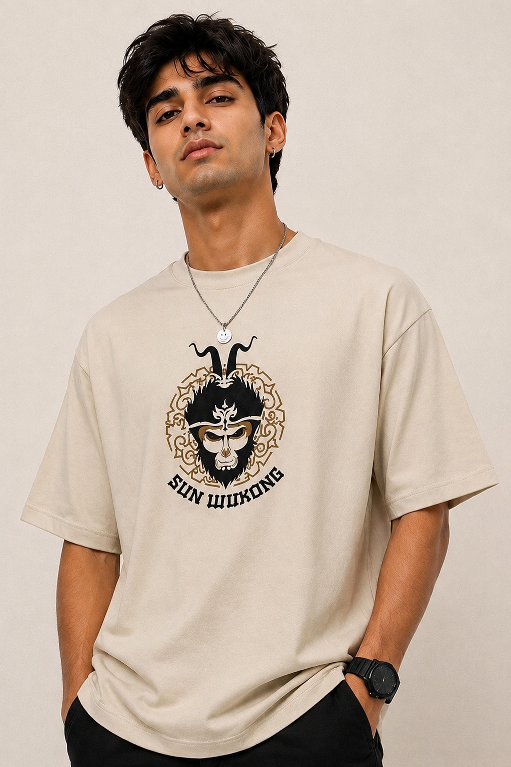 Sun Wukong Print Oversized Tshirt