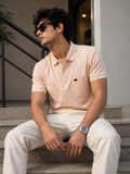 Peach Color Micro Print Polo