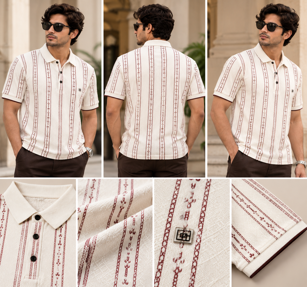 Stripped Maroon Polo Tshirt