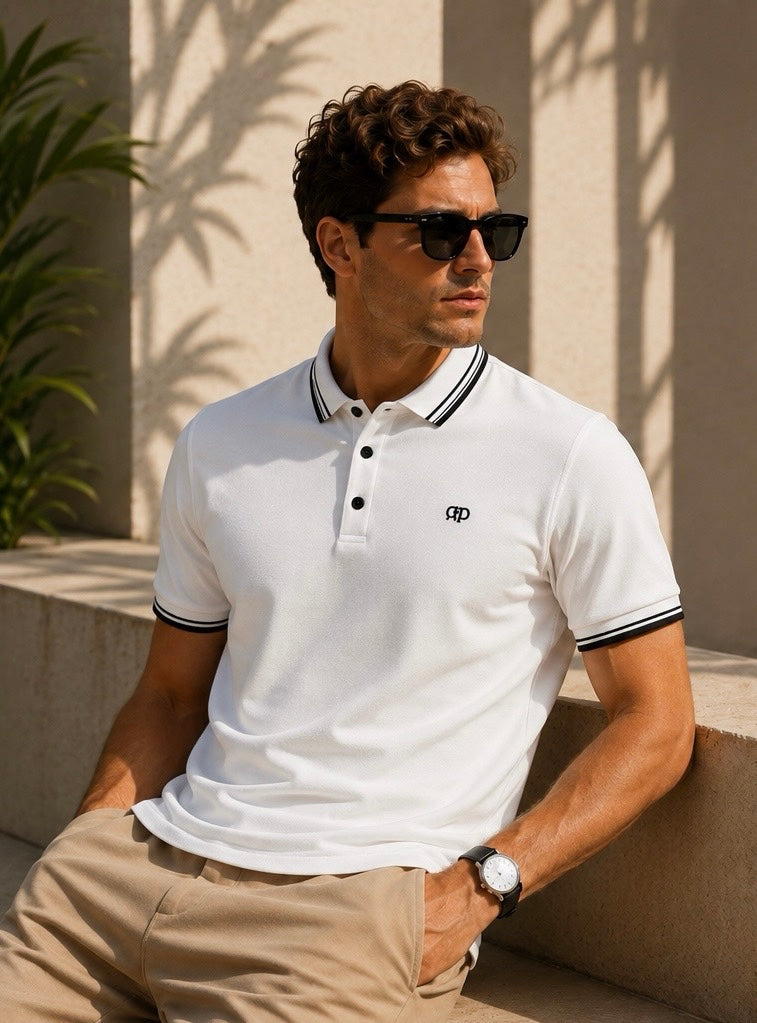 Collar Neck White Colour Polo Tshirt