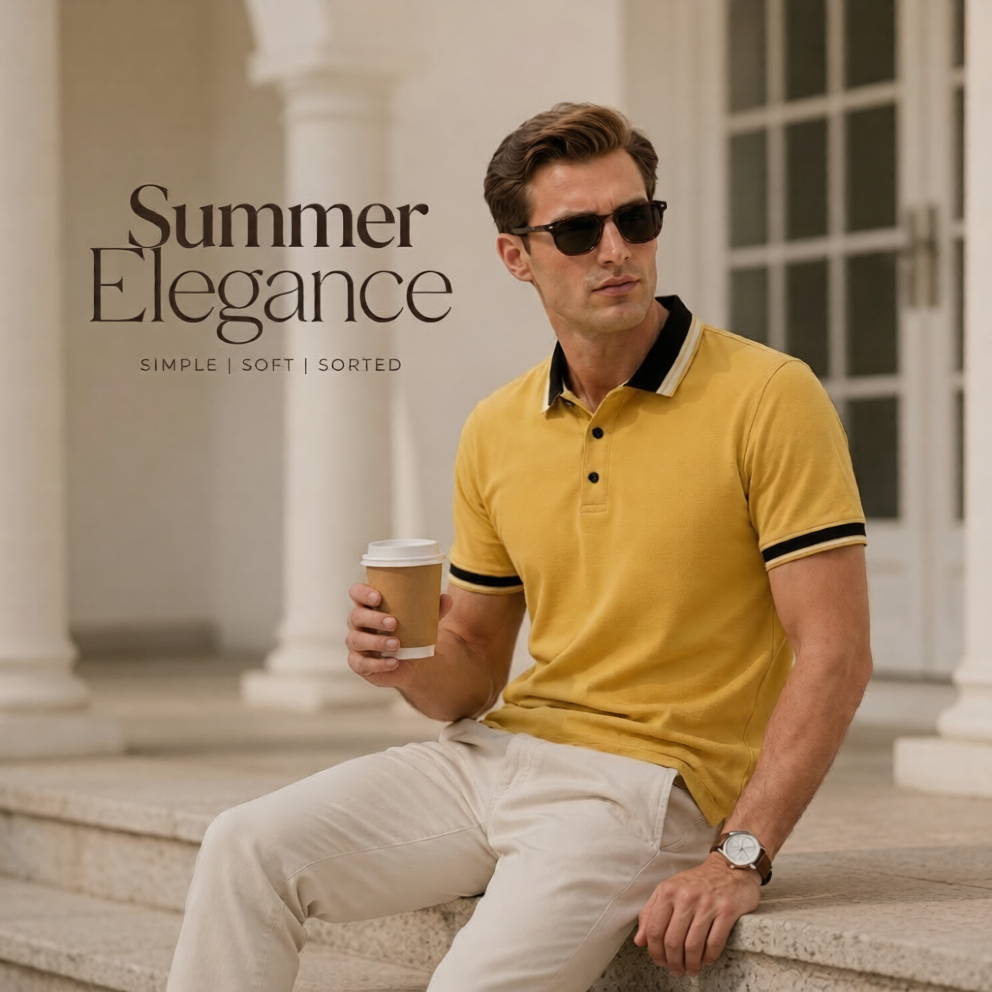 Collar Neck Yellow Colour Polo Tshirt