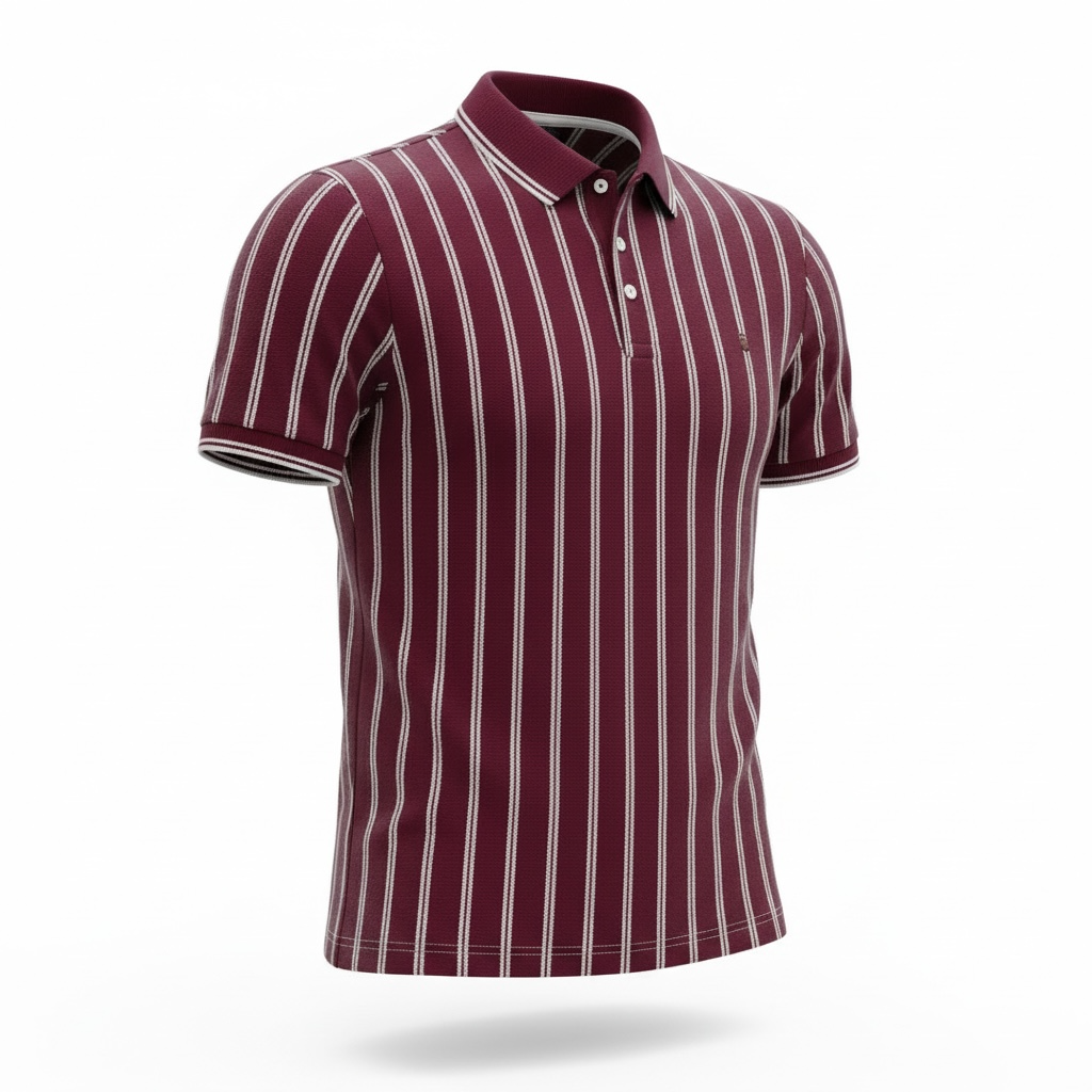 Color neck double stripped tshirt