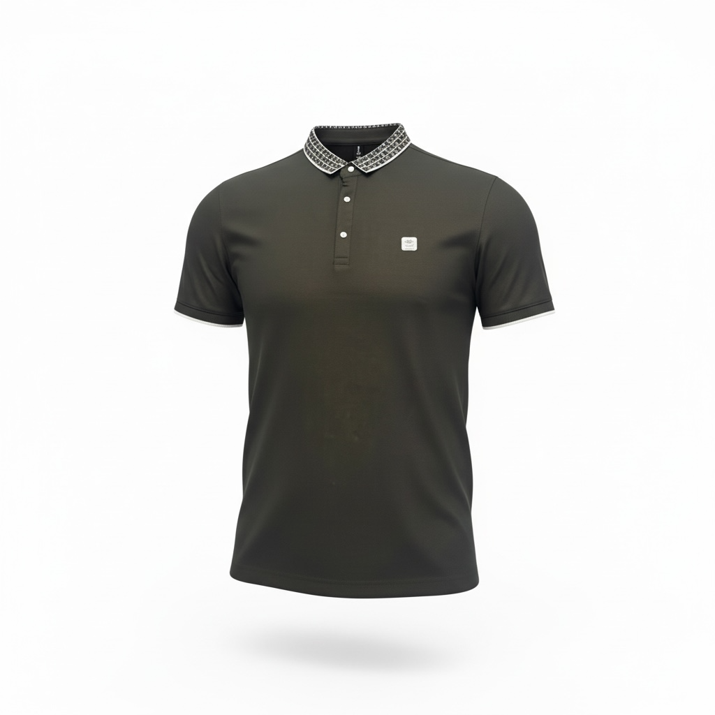 Collar Neck olive green colour tshirt