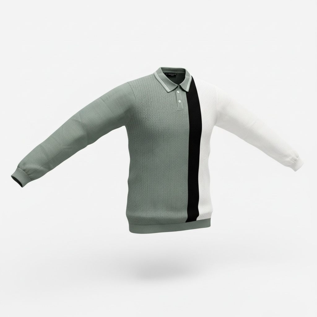 White Black Green Full Sleeves Tshirt