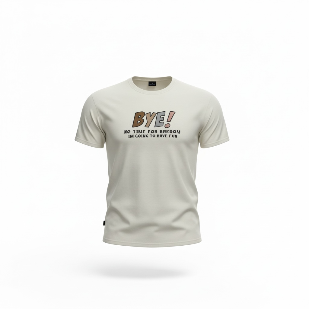 BYE Print Round Neck Half Sleeves Tshirt