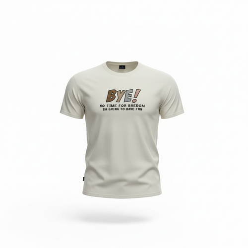 BYE Print Round Neck Half Sleeves Tshirt