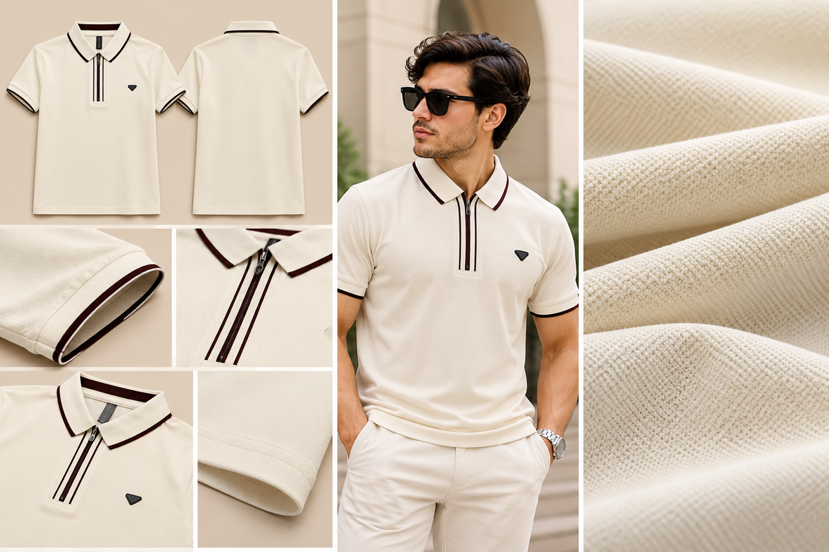 Off white Collar Knitted Polo Tshirt
