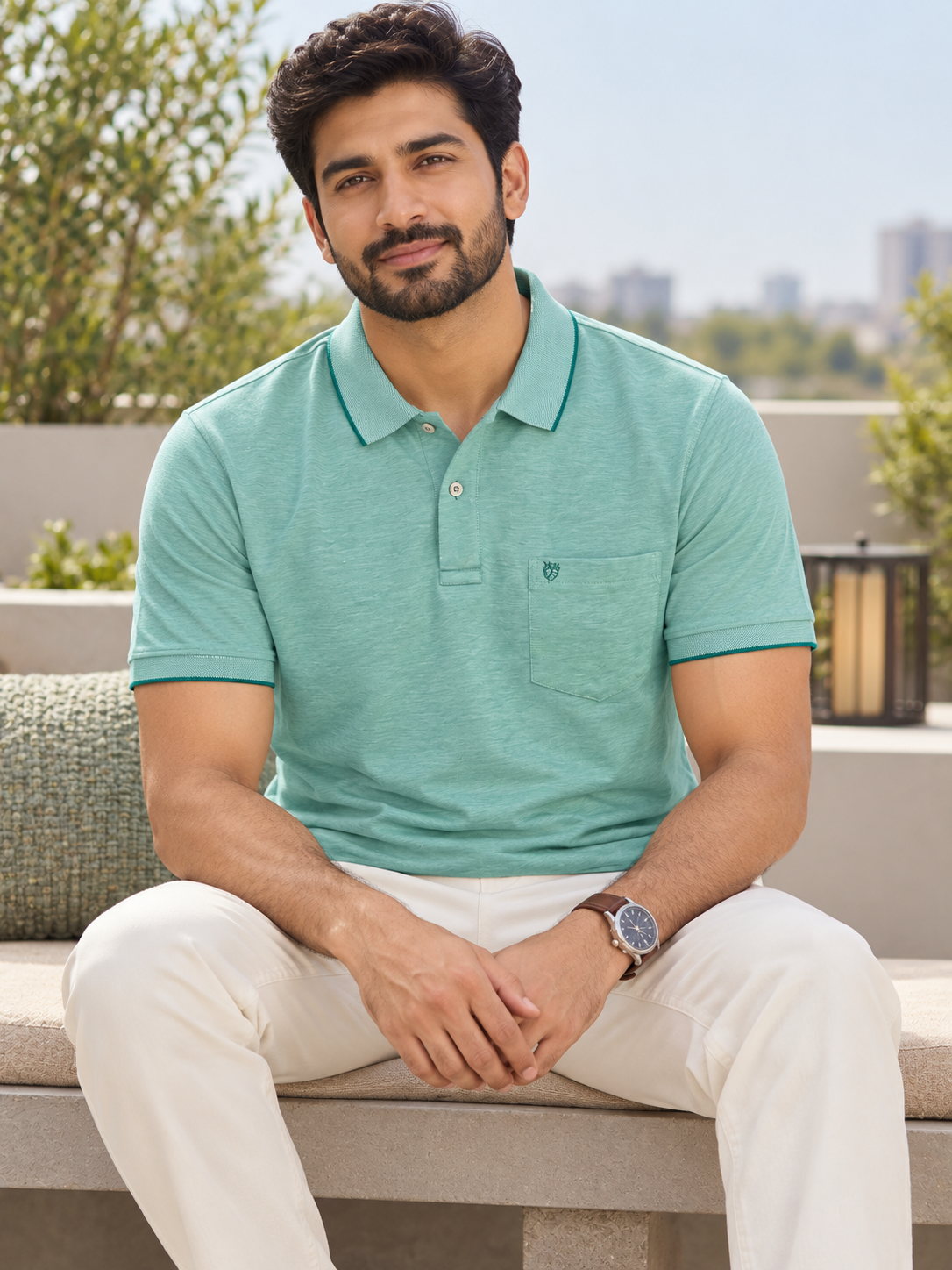 Men’s Mint Green Pocket Polo T-Shirt