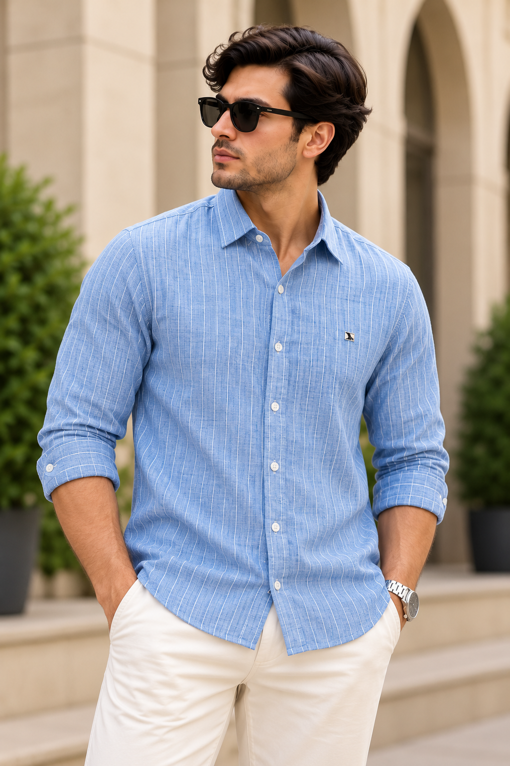 Sky Blue Linen Shirt