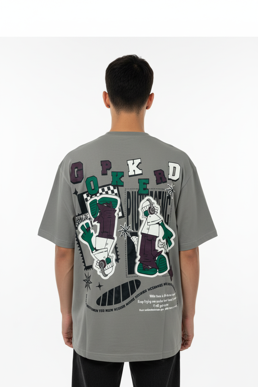 Back view - Complete gray t-shirt with OPKD design