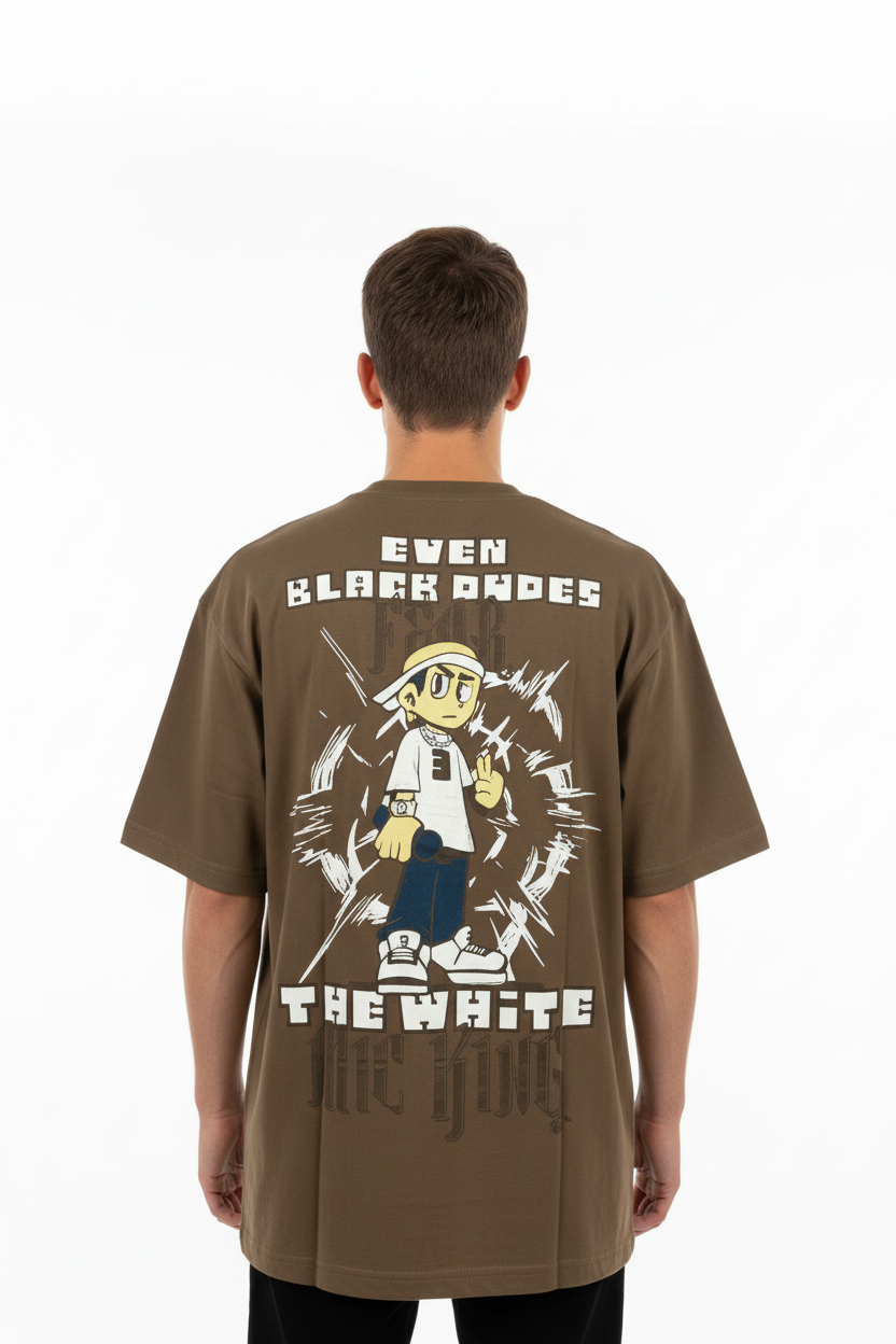 Back view - Even Black Hades Face White t-shirt