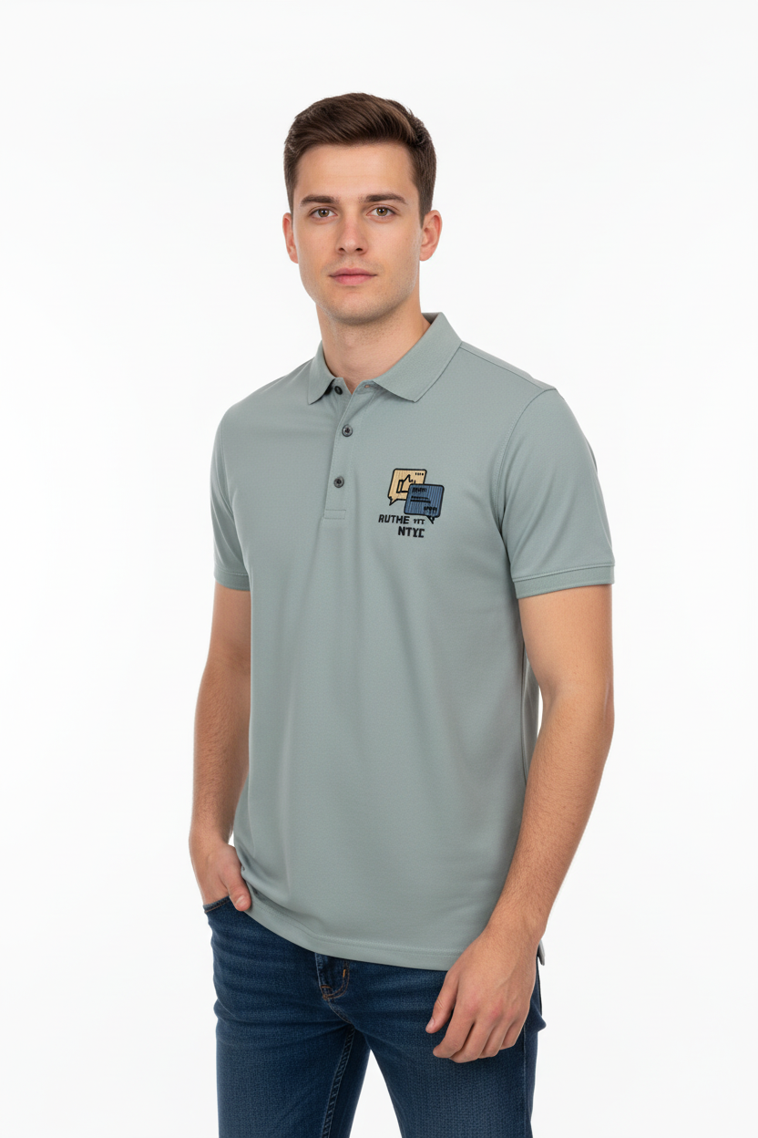 Three-quarter length photo showing polo design clearly